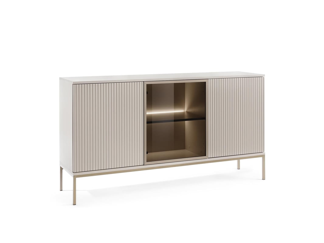 Elegancka kaszmirowa komoda SENTINO 154 cm z oświetleniem LED – stylowa i funkcjonalna