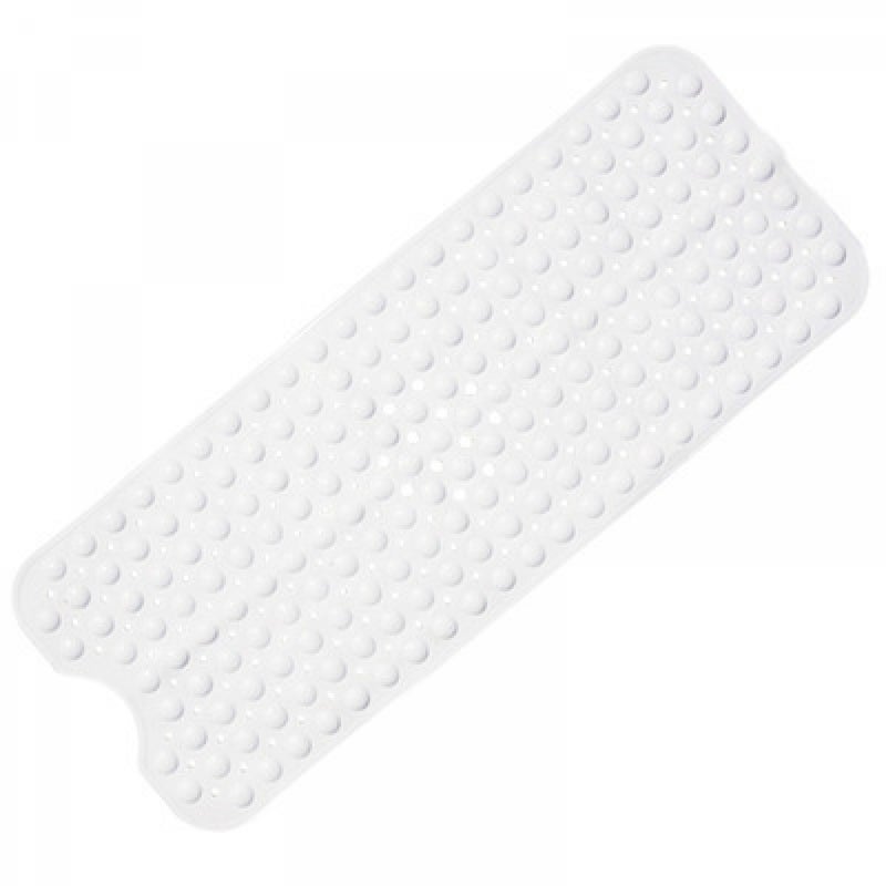 Mata łazienkowa antypoślizgowa ekstra długa 40 x 100 cm z przyssawkami i otworami drenażowymi, biała