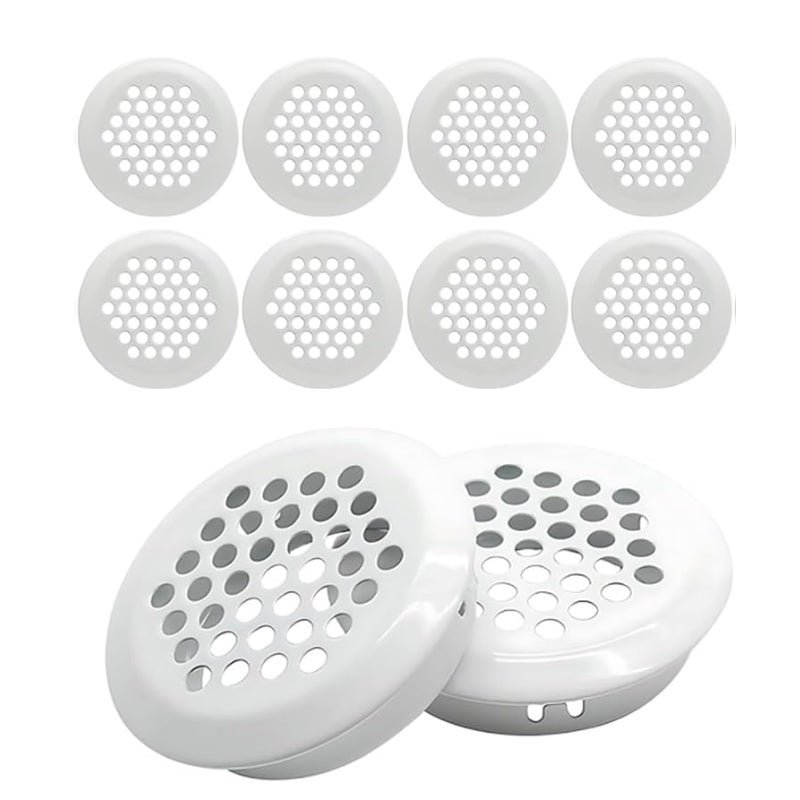 Kratka wentylacyjna okrągła, otwory wentylacyjne ze stali nierdzewnej, rozstaw montażowy 35 mm, kolor biały, 10 szt. (wypukłe)