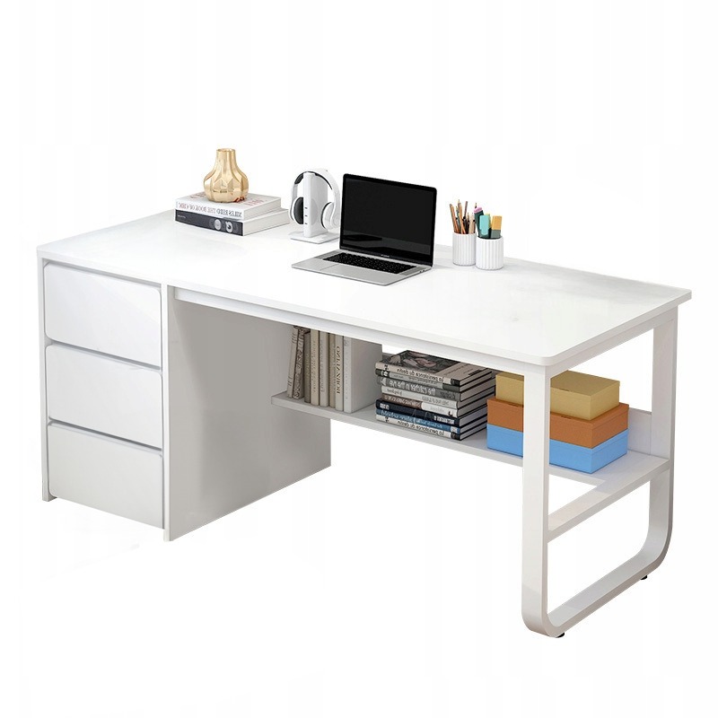 Biurko komputerowe w stylu skandynawskim młodzieżowe białe loft