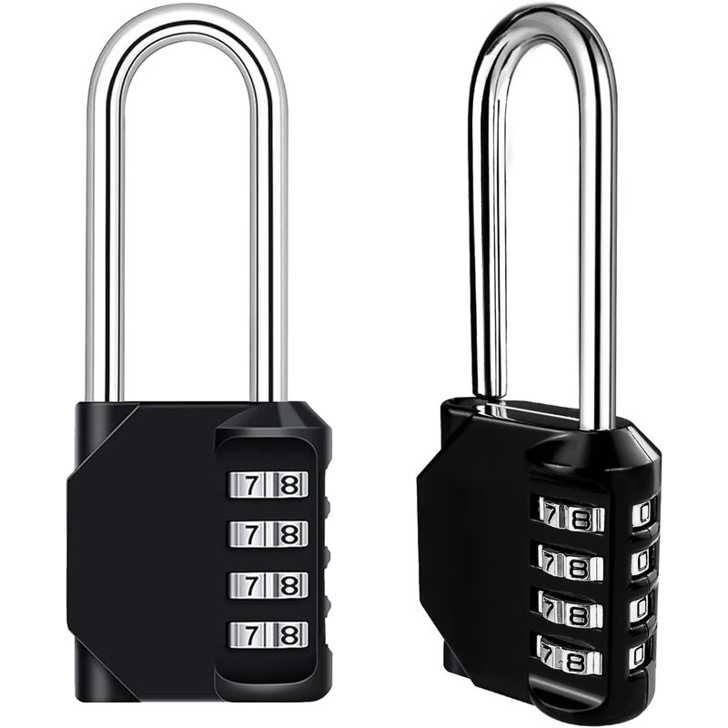Wodoodporna kłódka szyfrowa 4-cyfrowa, odporna na warunki atmosferyczne, do użytku na zewnątrz, do szkół, siłowni i szafek (opakowanie 2 szt., czarna