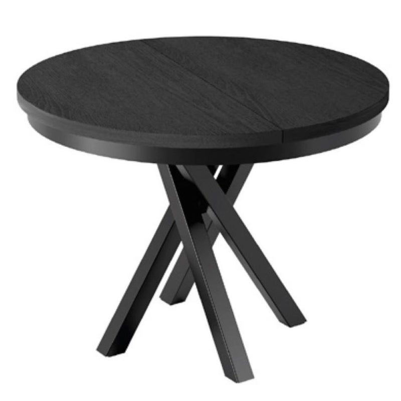 Elegancki okrągły stół rozkładany LUMI w czarnym kolorze – nowoczesny do salonu i jadalni