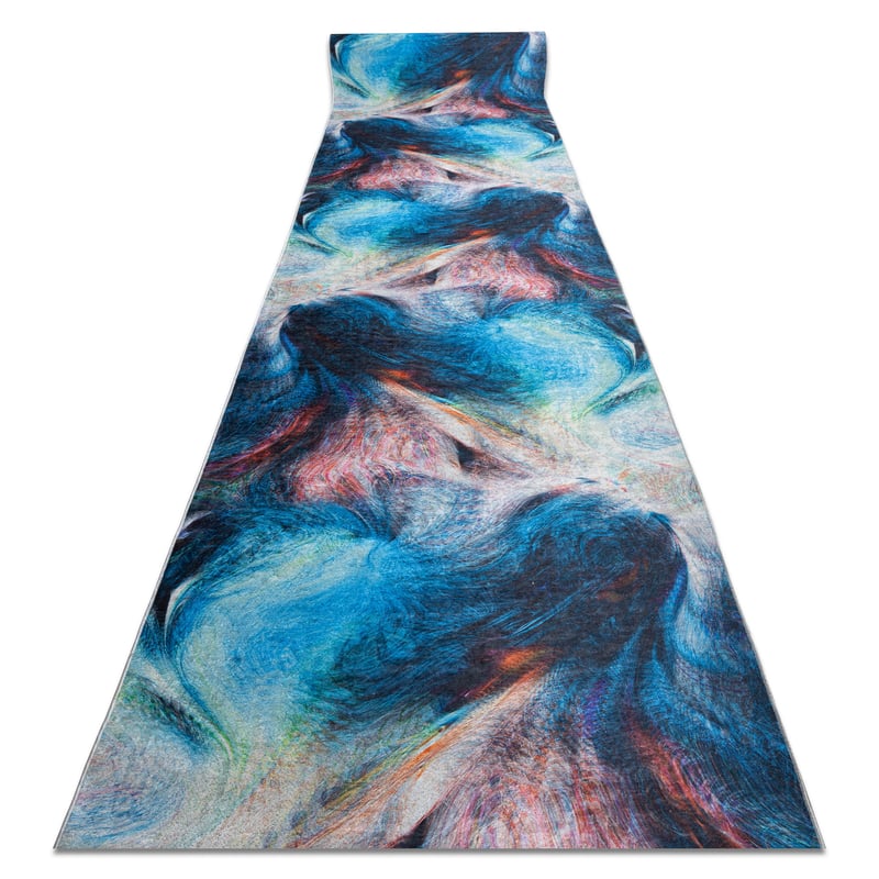 CHODNIK podgumowany DO PRANIA LOTUS COLOR 36500 Abstrakcja niebieski / czerwony 120cm 120x560 cm