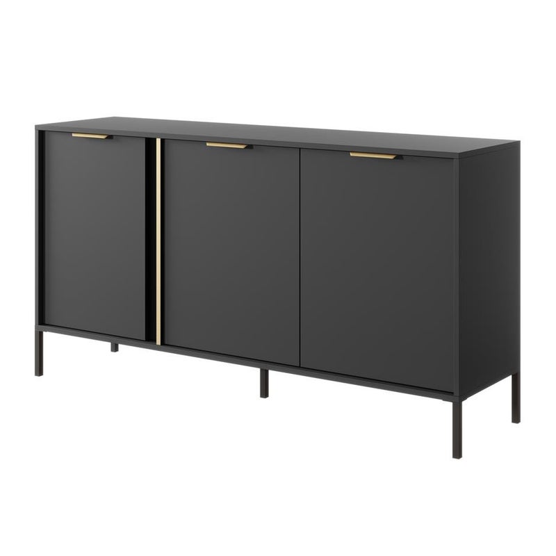 LARS – Komoda antracytowa 153 cm z 3 drzwiami – elegancja, która porządkuje przestrzeń
