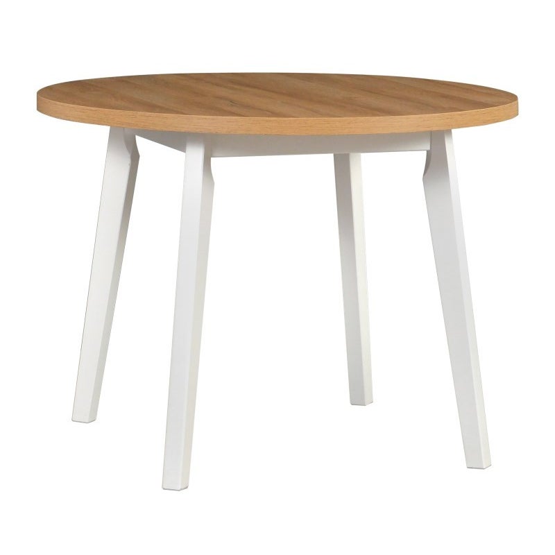 Elegancki stół Oslo 3 z okrągłym blatem Dąb Grandson – biały stelaż, nowoczesny styl