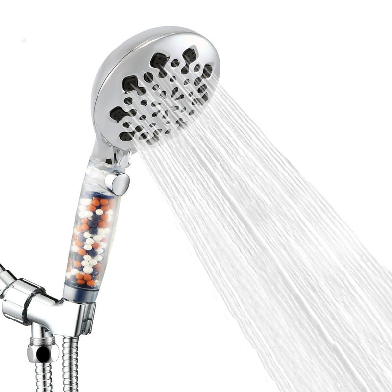 Głowica prysznicowa wysokociśnieniowa z filtrem, 9-funkcyjna słuchawka prysznicowa, z wężem i uchwytem