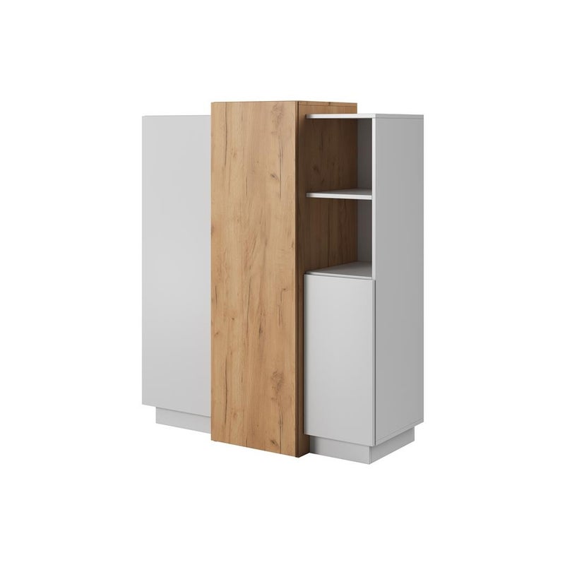 Komoda 3D WOOD – Nowoczesny Design w Białym Macie i Dębie Craft Złotym, Funkcjonalna i Stylowa