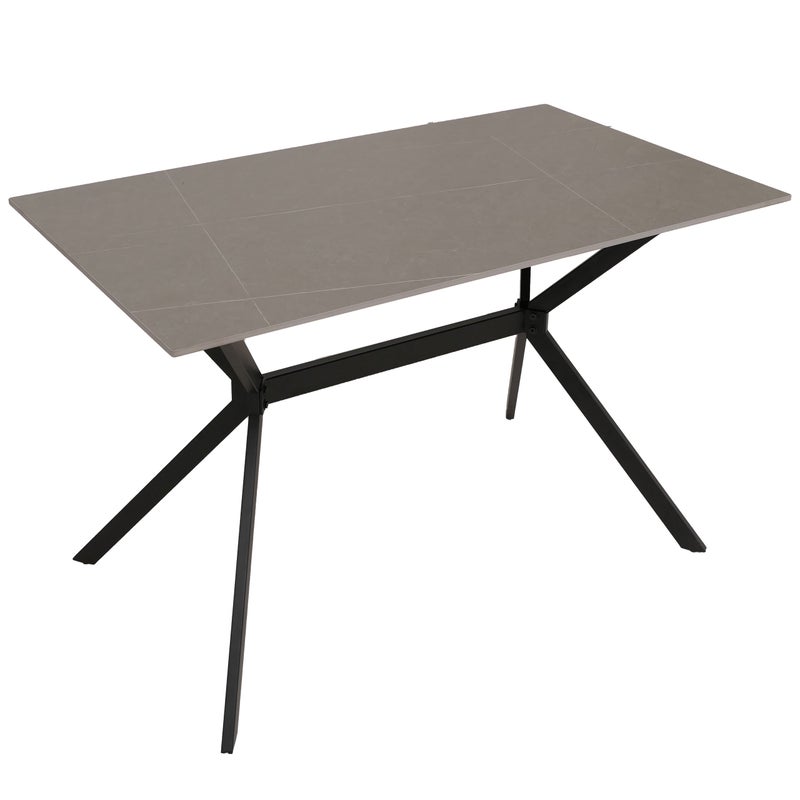 Stół do jadalni HWC-O58, stół do jadalni z kamienia spiekanego i metalu, wygląd marmuru 120 cm ~ szary