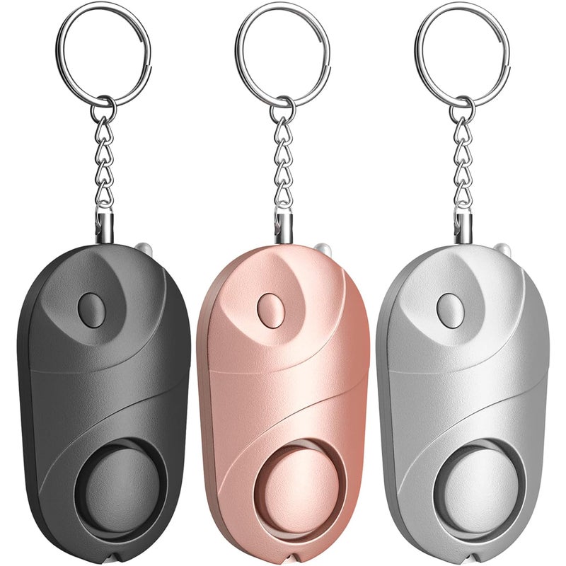 3 szt. Osobisty alarm, dźwięk, brelok do kluczy, syrena 130 dB z oświetleniem, samoobrona, alarmy bezpieczeństwa