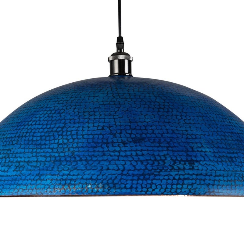 Ręcznie wykonana lampa wisząca z miedzi z Meksyku Sandia Azul XL – Lampa sufitowa vintage ręcznie wykonana Kinkiet sufitowy niebieski 60x20 cm
