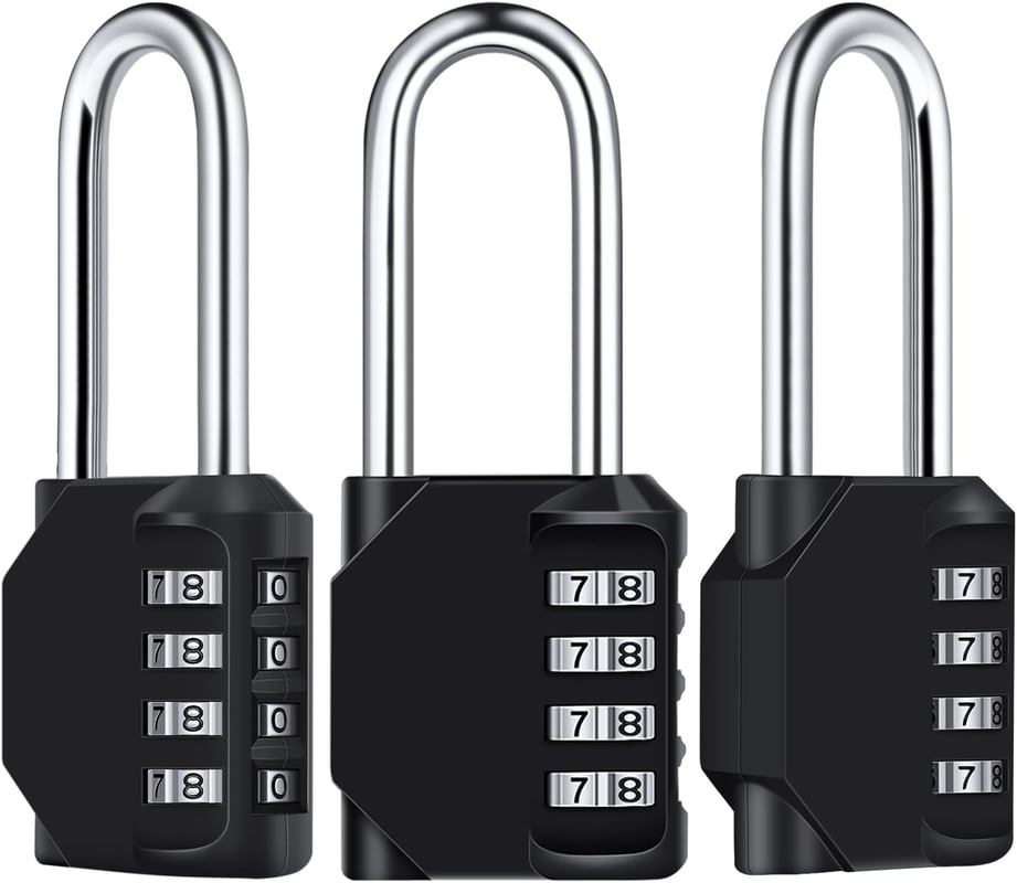 Wodoodporna kłódka szyfrowa 4-cyfrowa, odporna na warunki atmosferyczne, do użytku na zewnątrz, do szkół, siłowni i szafek (opakowanie 3 szt., kolor