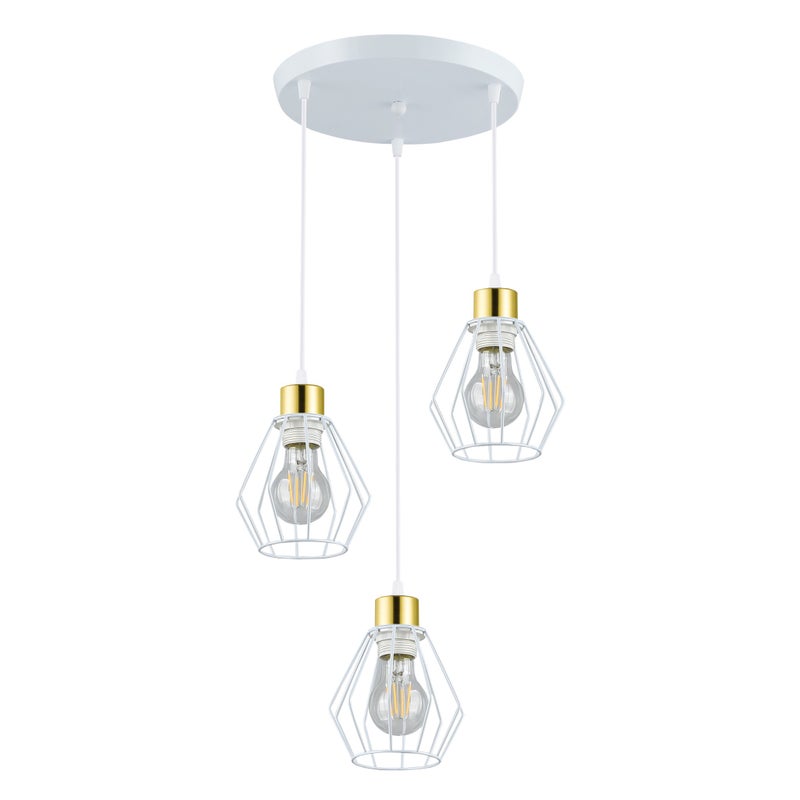Lampa wisząca żyrandol Otto E27 3-punktowa 115 cm IP20 biała złota MasterLED