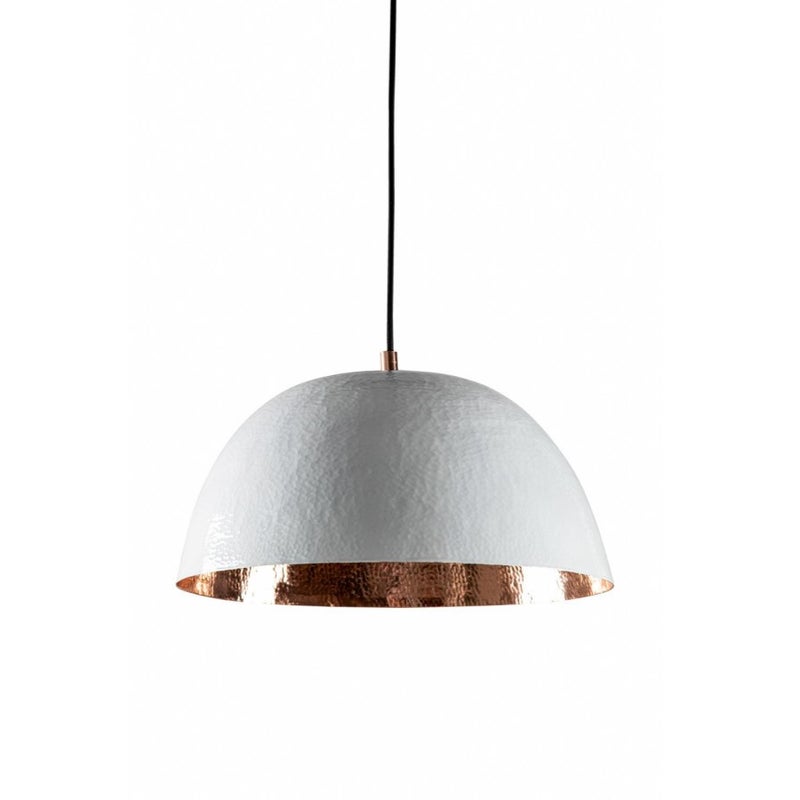 Ręcznie wykonana lampa wisząca z miedzi z Meksyku Espino Blanco – Lampa sufitowa vintage ręcznie wykonana z miedzi Kinkiet sufitowy biały 39x19 cm