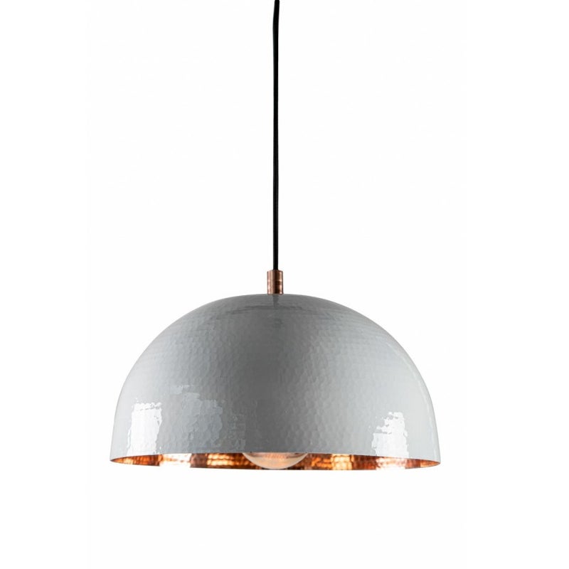 Ręcznie wykonana lampa wisząca z miedzi z Meksyku Ceniza Blanca – Lampa sufitowa vintage ręcznie wykonana z miedzi Kinkiet sufitowy biały 30x15 cm