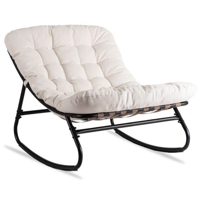 Fotel Bujany Wypoczynkowy Bujak Kubełkowy Do Salonu Sypialni Beżowy AURORA