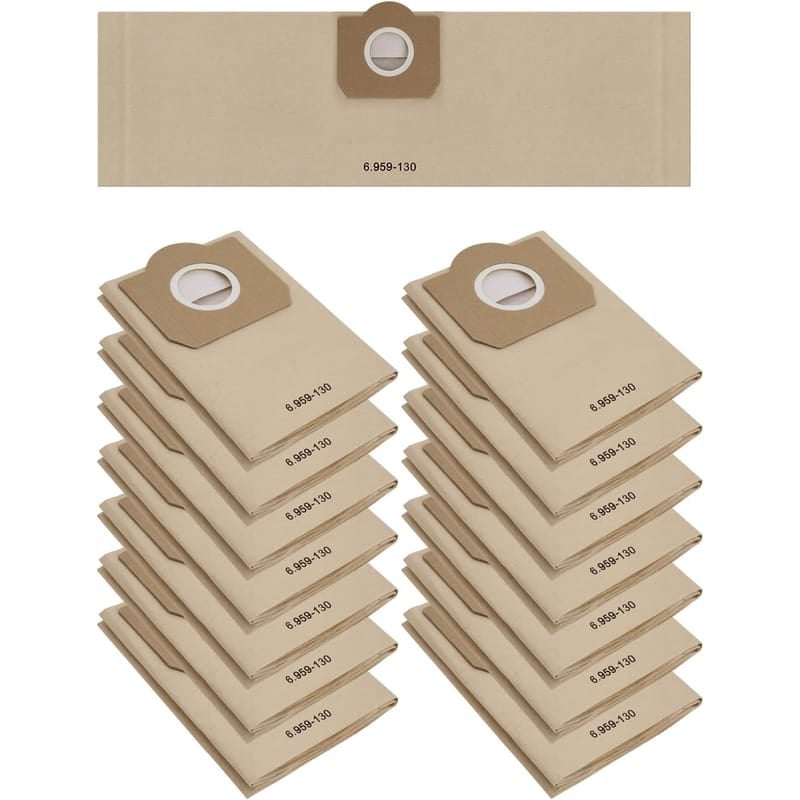 15 worków filtracyjnych do Karcher WD3 MV3 6.959-130.0, 1629 MV3 premium, papierowy worek filtracyjny (na mokro i na sucho)