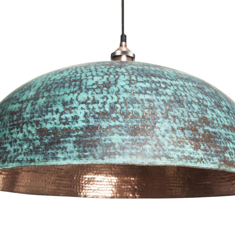 Ręcznie wykonana lampa wisząca z miedzi z Meksyku Sandia Verde – Lampa sufitowa vintage ręcznie wykonana z miedzi Kinkiet sufitowy zielony 78x60 cm