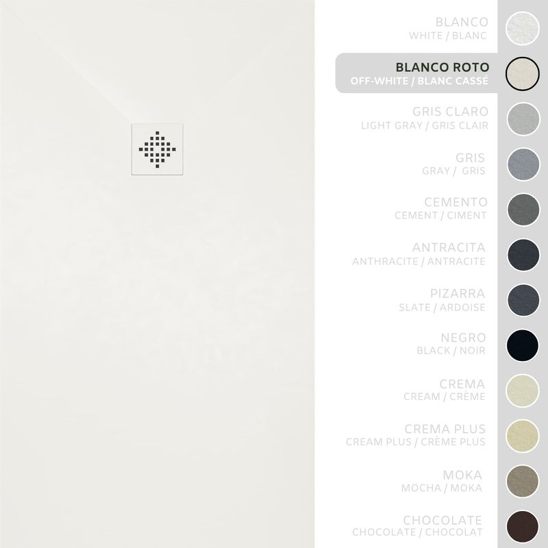 SOULHOME Brodzik prysznicowy– Żywica– Gel Coat– Gładka/Kamienna tekstura – Antypoślizgowy – Kolor złamana biel – 220X70- Niski 3 cm– SAME