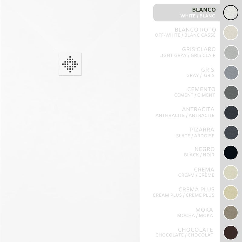 SOULHOME Brodzik prysznicowy– Żywica– Gel Coat– Gładka/Kamienna tekstura – Antypoślizgowy – Kolor biały – 180x100- Niski 3 cm– SAME