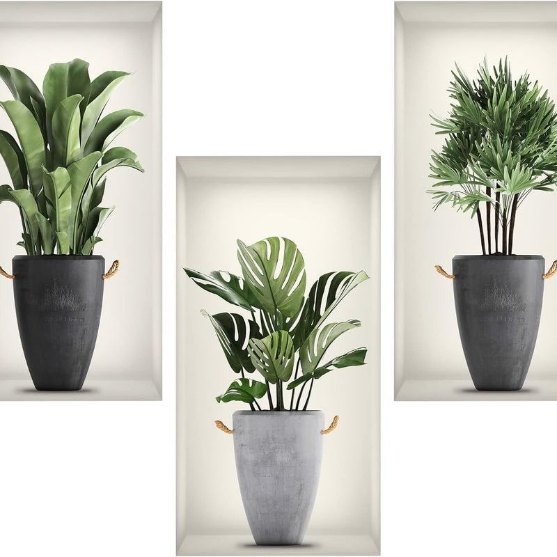 Naklejka ścienna 3D w kształcie wazonu, naklejka ścienna z rośliną, dekoracja ścienna do salonu, sypialni, restauracji i hotelu