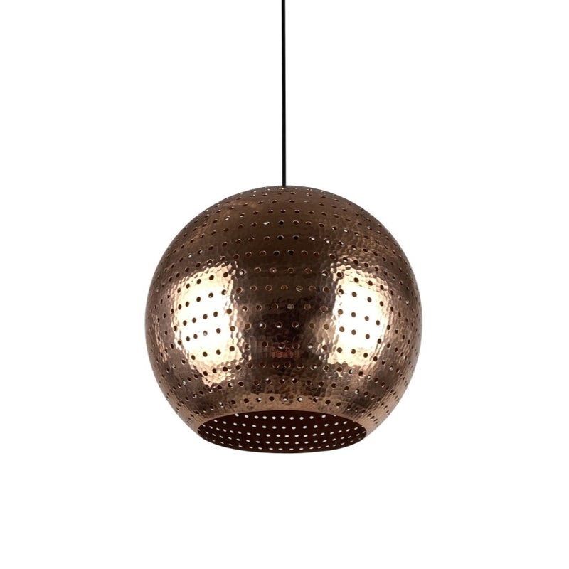 Ręcznie wykonana lampa wisząca z miedzi z Meksyku Bola XL – Lampa sufitowa vintage ręcznie wykonana z litej miedzi Kinkiet sufitowy vintage 50x50 cm
