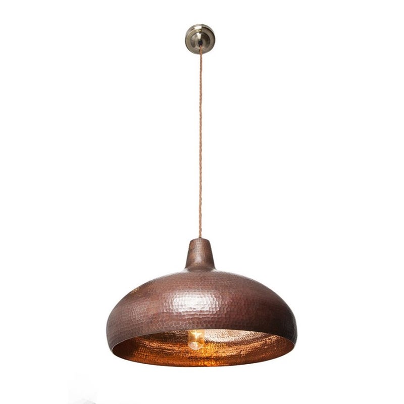 Ręcznie wykonana lampa wisząca z miedzi z Meksyku Higo – Lampa sufitowa vintage ręcznie wykonana z litej miedzi Kinkiet sufitowy vintage 38x35 cm
