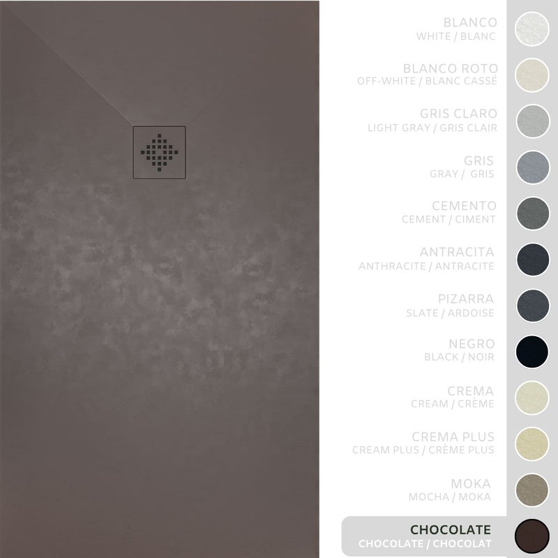 SOULHOME Brodzik prysznicowy– Żywica– Gel Coat– Gładka/Kamienna tekstura – Antypoślizgowy – Kolor czekoladowy – 110x90- Niski 3 cm– SAME