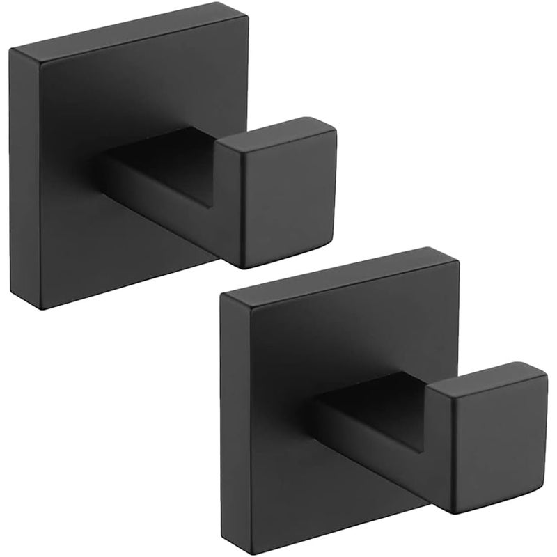 Akcesoria łazienkowe Wieszaki na ręczniki, matowy czarny wieszak na szlafrok, wytrzymały wieszak kwadratowy, wieszak do łazienki, kuchni i garażu