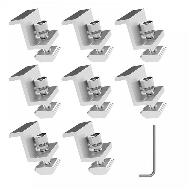 Zacisk do paneli słonecznych - Zacisk w kształcie litery Z z kluczem imbusowym - Montaż paneli słonecznych - 35 mm - Srebrny - 8 sztuk