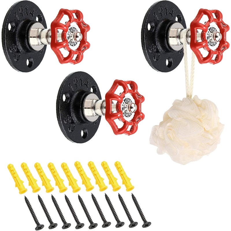 Zestaw 3 wieszaków na ubrania z rur w stylu industrialnym – solidny, rustykalny wieszak na ręczniki i kapelusze, wieszak ścienny na ubrania