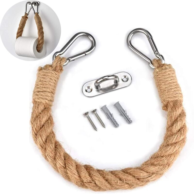 Wieszak ścienny na ręczniki z liny konopnej bez perforacji Uchwyt na papier toaletowy