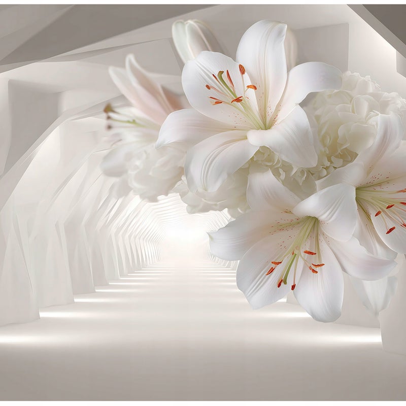 Fototapeta 3D Abstrakcja Kwiaty Lilie Tunel 400x280 cm Tapeta Do Sypialni Salonu Kuchni Na Flizelinie