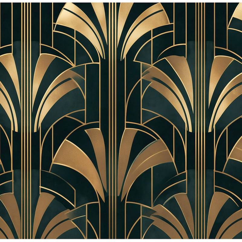 Fototapeta Art Deco Złoto Zielony Abstrakcja 300x210 cm Tapeta Do Sypialni Salonu Kuchni Na Flizelinie