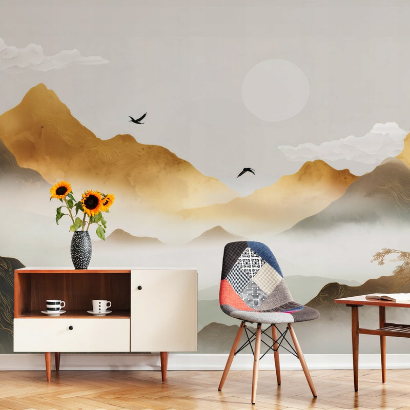 Fototapeta Góry Ptaki Natura Abstrakcja 300x210 cm Tapeta Do Sypialni Salonu Kuchni Na Flizelinie