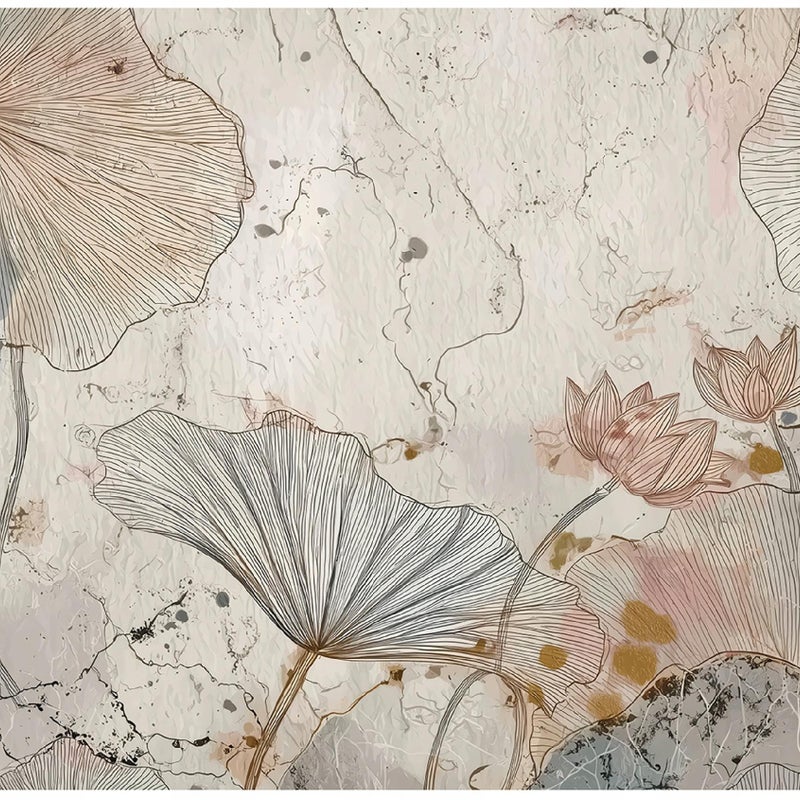 Fototapeta Liście Miłorzębu Beton Vintage 300x210 cm Tapeta Do Sypialni Salonu Kuchni Na Flizelinie