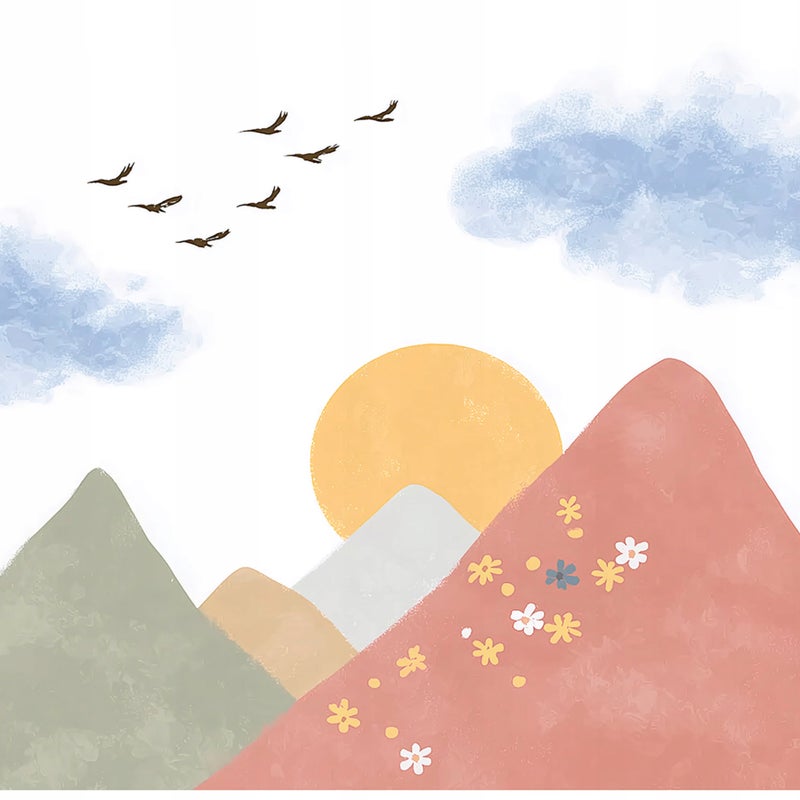 Fototapeta Dla Dzieci Chłopca Dziewczynki Góry Ptaki 350x250 cm Tapeta Do Pokoju Dziecęcego Na Flizelinie