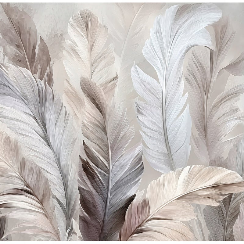 Fototapeta Pióra Abstrakcja Beżowy Boho 350x250 cm Tapeta Do Sypialni Salonu Kuchni Na Flizelinie