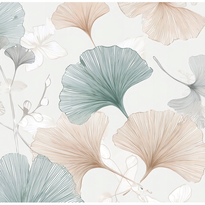 Fototapeta Liście Miłorzębu Beżowy Vintage 400x280 cm Tapeta Do Sypialni Salonu Kuchni Na Flizelinie