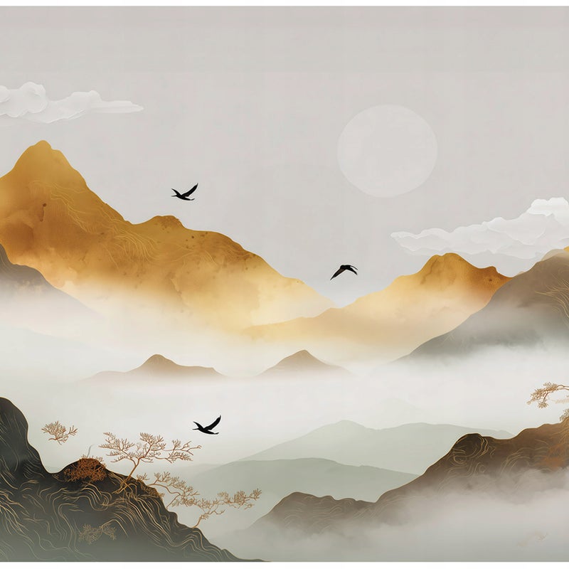 Fototapeta Góry Ptaki Natura Abstrakcja 350x250 cm Tapeta Do Sypialni Salonu Kuchni Na Flizelinie