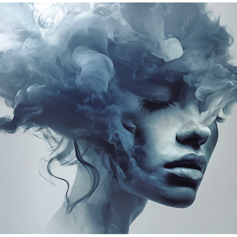 Fototapeta Kobieta Twarz Abstrakcja Niebieski 400x280 cm Tapeta Do Sypialni Salonu Kuchni Na Flizelinie