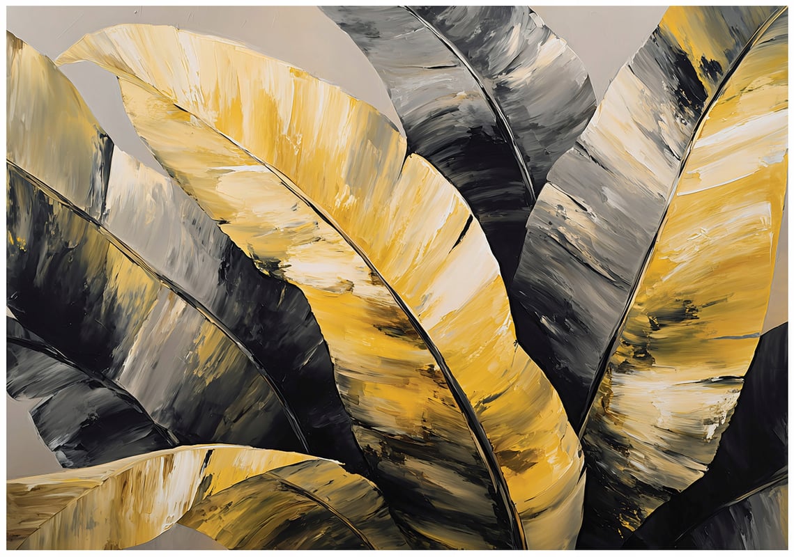 Fototapeta Liście Bananowca Abstrakcja Żółty 250x175 cm Tapeta Do Sypialni Salonu Kuchni Na Flizelinie