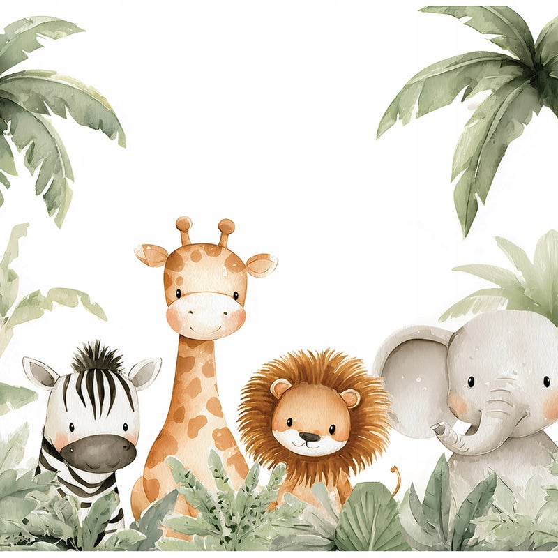 Fototapeta Dla Dzieci Zwierzęta Dżungla Lew Słoń 250x175 cm Tapeta Do Pokoju Dziecęcego Na Flizelinie