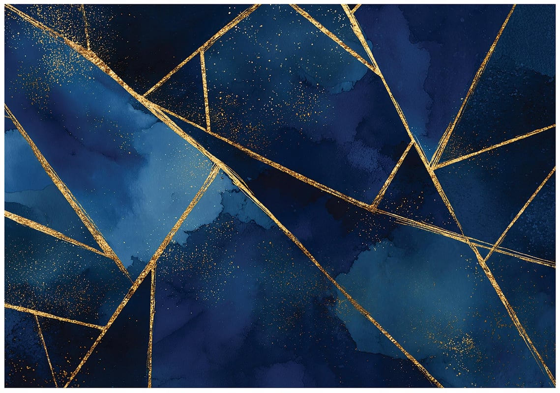 Fototapeta Abstrakcja Linie Złoty Niebieski 300x210 cm Tapeta Do Sypialni Salonu Kuchni Na Flizelinie