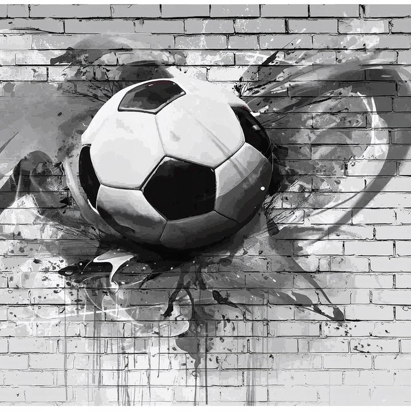 Fototapeta Dla Dzieci Młodzieży 3D Piłka Nożna Szary 400x280 cm Tapeta Dziecięca Na Flizelinie