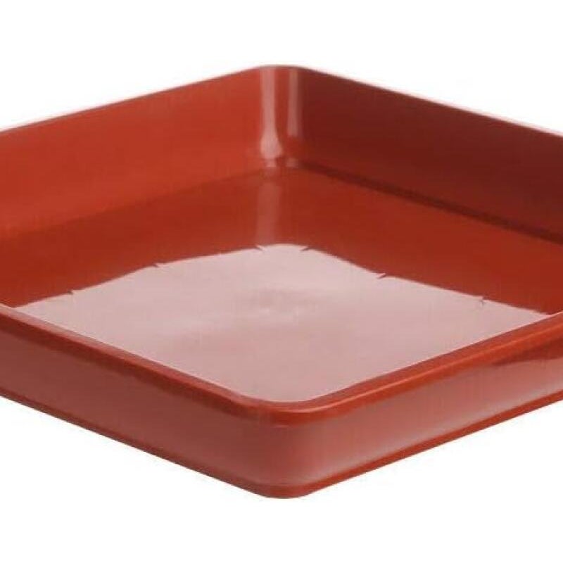 Ceglanoczerwona plastikowa doniczka 22*22 cm, kwadratowa, z tacką ociekową, odpowiednia do użytku wewnątrz i na zewnątrz, 2 sztuki