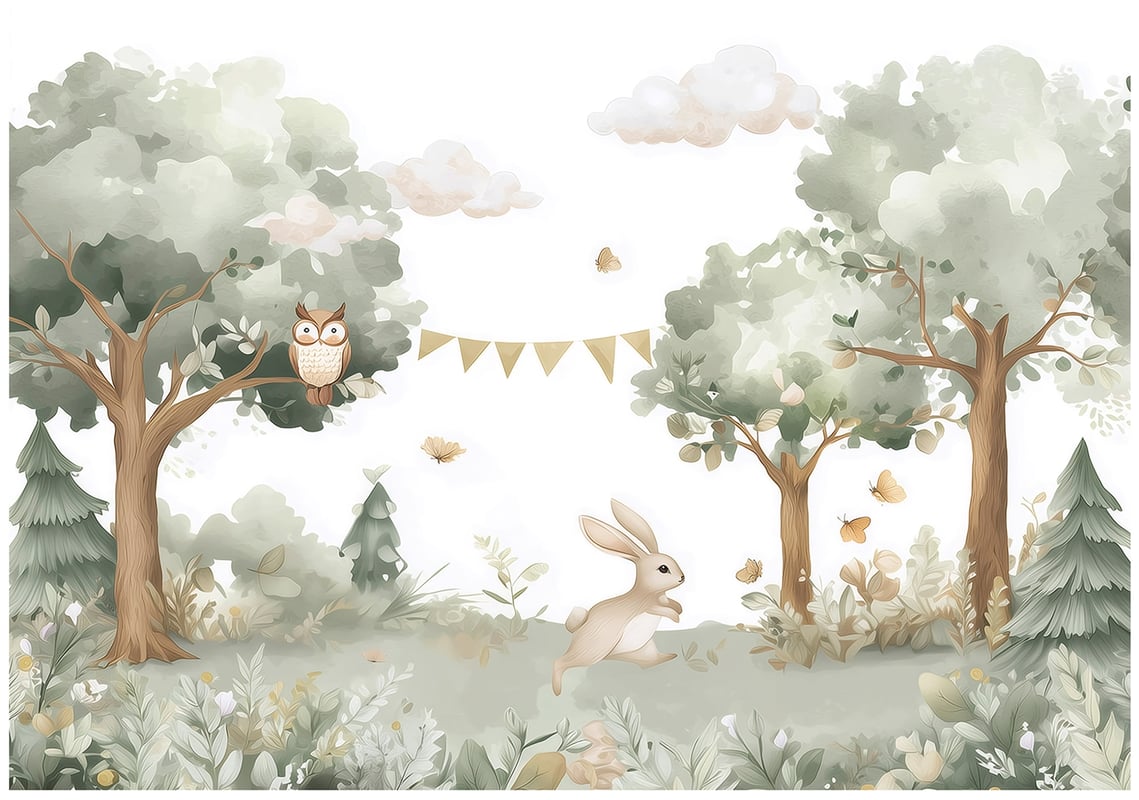 Fototapeta Dla Dzieci Chłopca Dziewczynki Las Zwierzęta 350x250 cm Tapeta Do Sypialni Salonu Kuchni Na Flizelinie