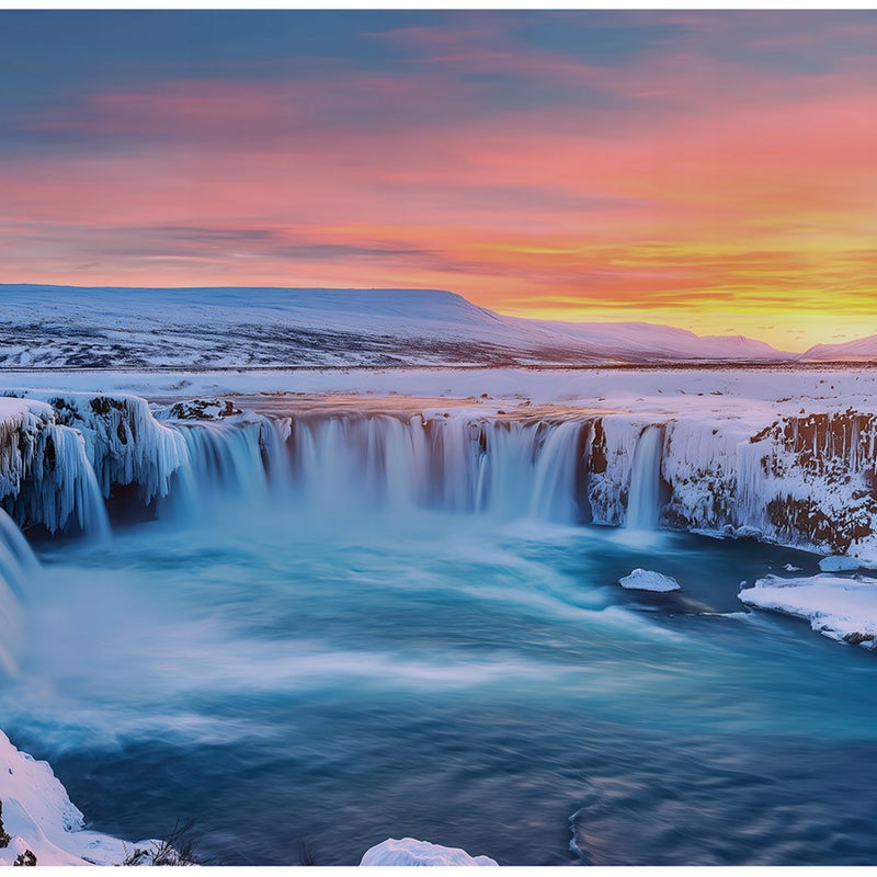 Fototapeta Wodospad Natura Zachód Słońca 350x250 cm Tapeta Do Sypialni Salonu Kuchni Na Flizelinie