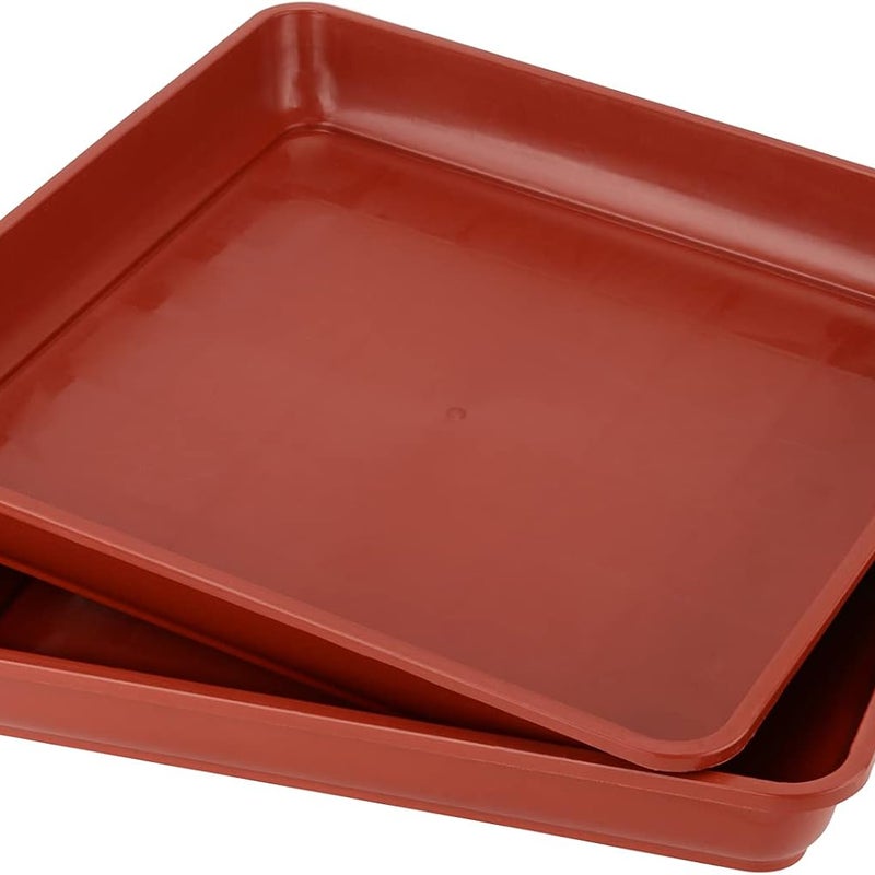 Ceglanoczerwona plastikowa doniczka 35*35 cm, kwadratowa, z tacką ociekową, odpowiednia do użytku wewnątrz i na zewnątrz, 2 sztuki