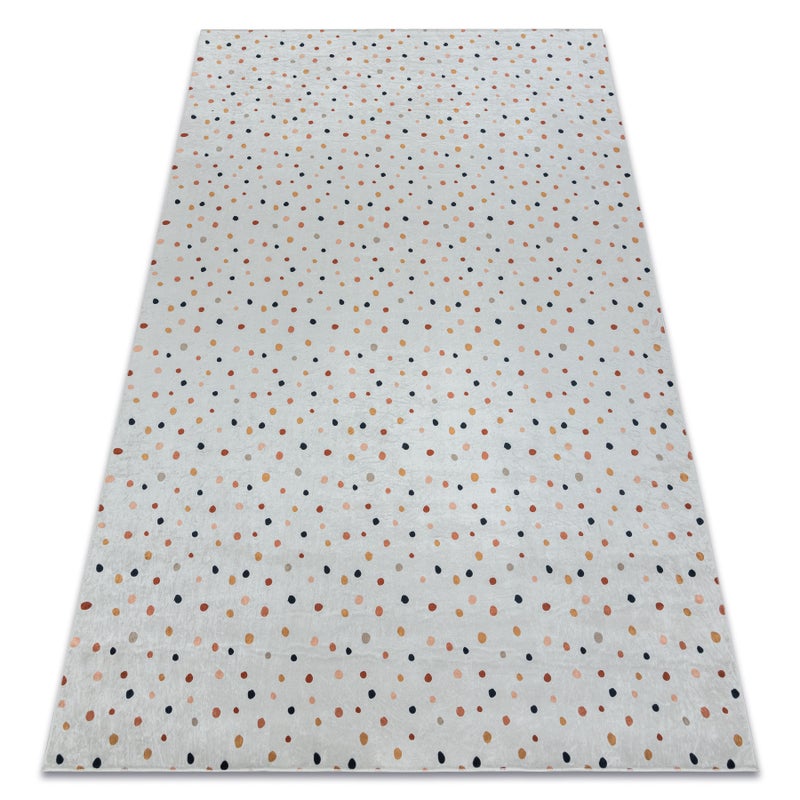 Dywan do prania BAMBINO 47890 Kropki dla dzieci, antypoślizgowy - biały / brązowy 80x150 cm