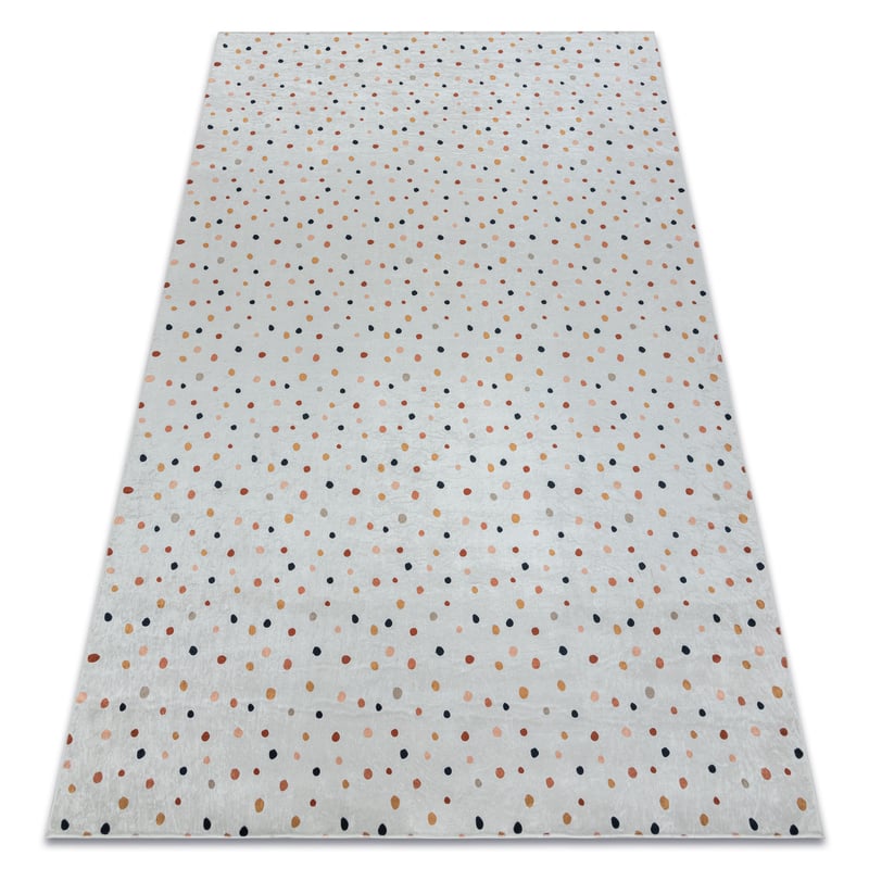 Dywan do prania BAMBINO 47890 Kropki dla dzieci, antypoślizgowy - biały / brązowy 200x290 cm
